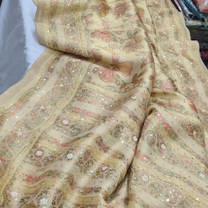 Kashmiri Kani Silk Saree: rangkat Weave, Running Blouse