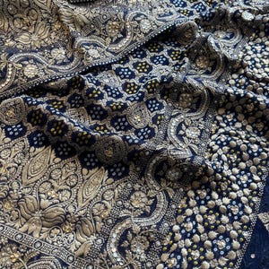 Khaddi Georgette Silk Saree: Antique Jaal Zardozi Border