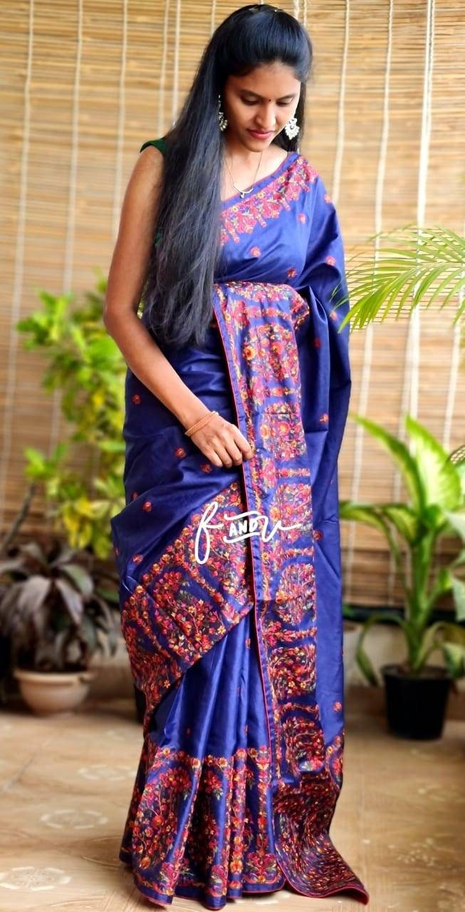 Kashmiri Work Saree Etsy