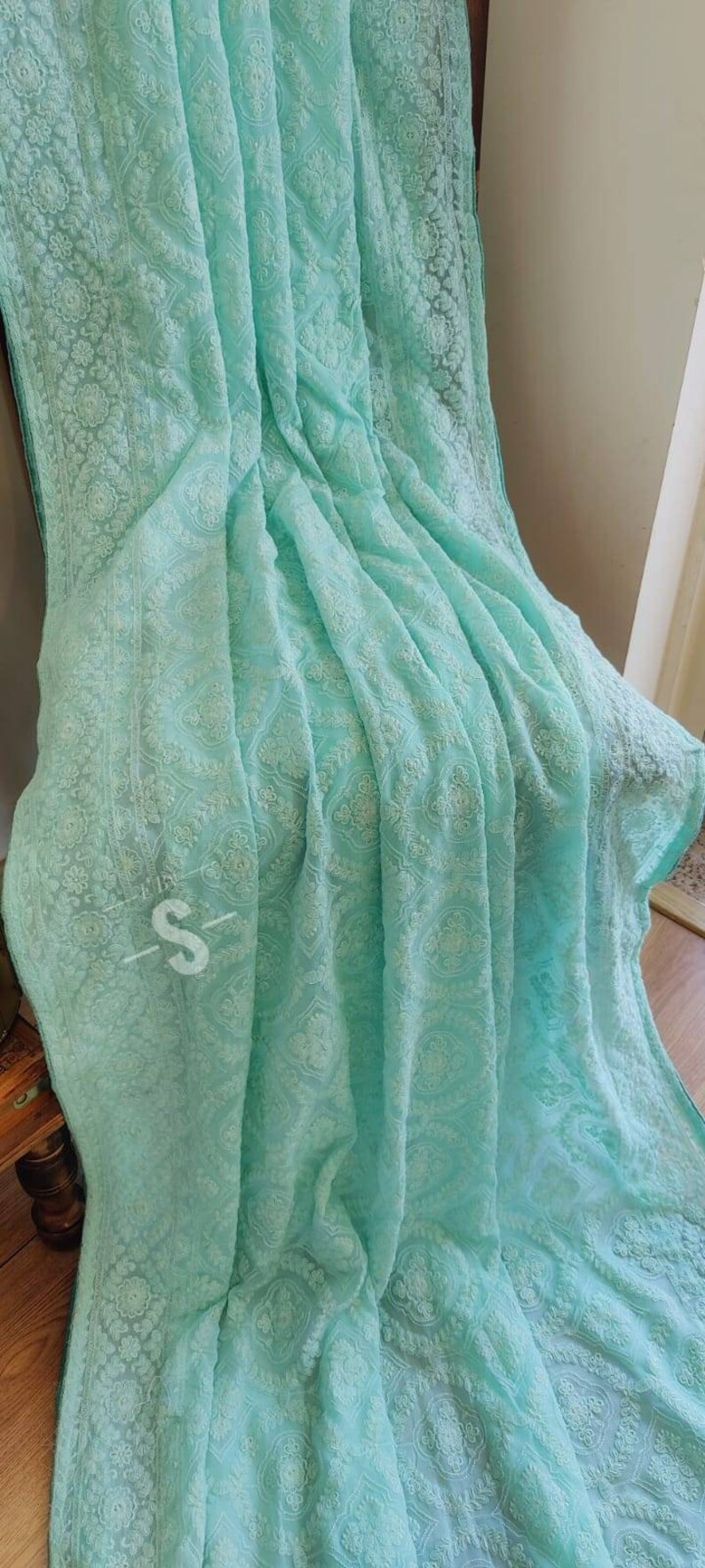 Georgette Chikankari Saree - black