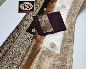 chiffon banarasi saree | tri shaded pure chiffon banarasi silk saree | banarasi kadhua weaving saree for wedding purpose | party wear saree