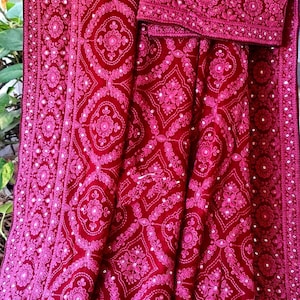 Georgette Chikankari Saree : Lucknowi-Stickerei, Pailletten Party Wear