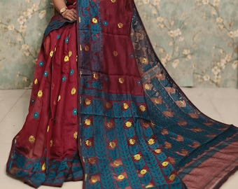 Dhakai Jamdani Saree: Bengal Handloom, Soft cotton silk saree