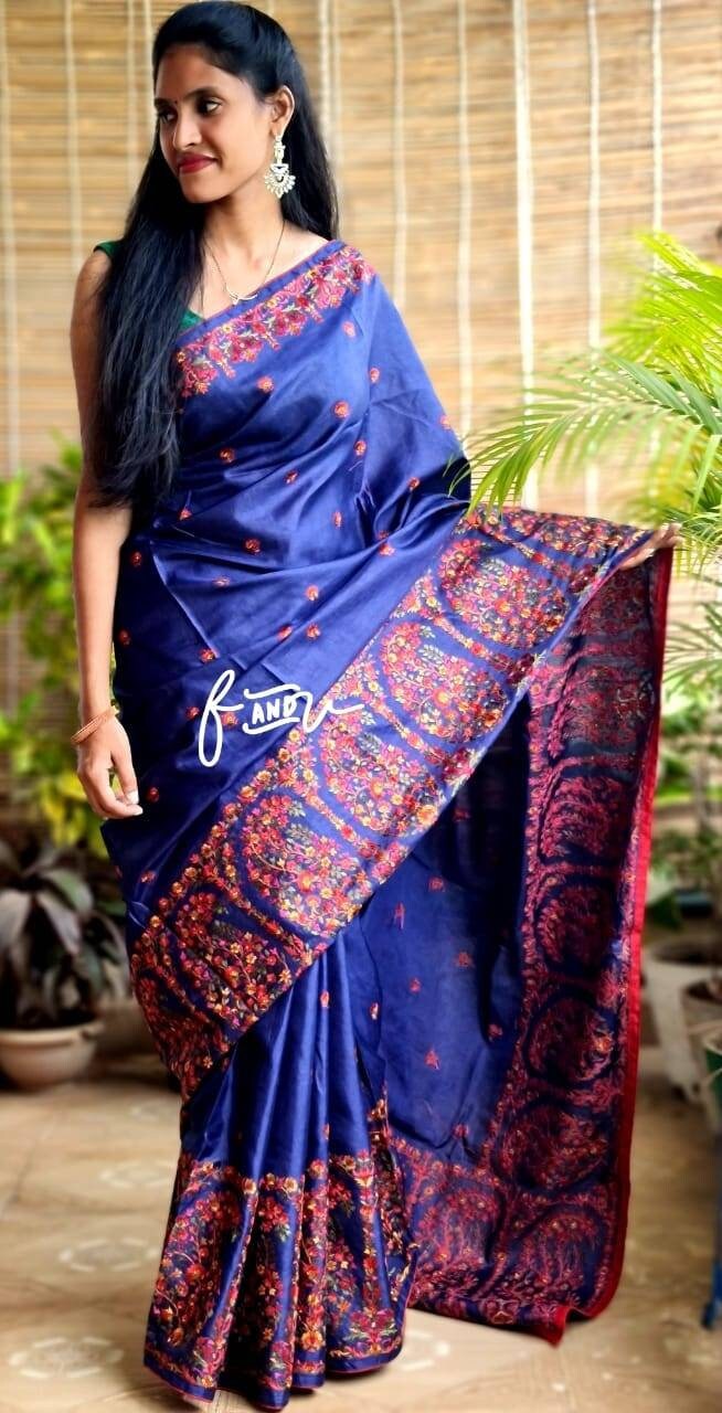 Kashmiri Work Saree Etsy