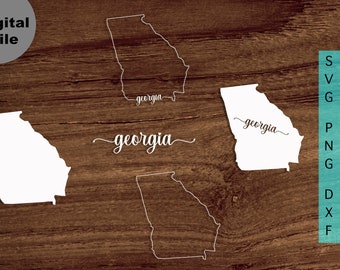 Georgia Sate Outline Svg cricut file, Georgia State Map svg, US state Svg/PNG/DXF instant download, Georgia Silhouette Cut file,