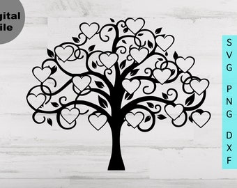 Download Family Tree 13 Members Svg Family Heart Tree Svg Png Dxf Etsy