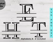 Split Monogram Svg frame, Split Letter bundle Svg/png/dxf file, Block font Alphabet bundle Monogram cut file for Cricut, Instant download
