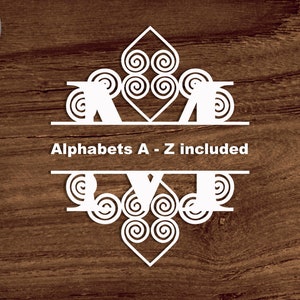 Hmong Monogram Frame Svg, Hmong Alphabet Letters Svg/png/dxf file, Split Alphabets Hmong designs Monogram file for Cricut, Instant download
