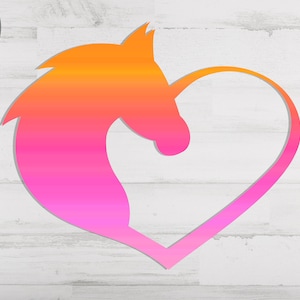 Heart Horse SVG, Heart frame svg, Horse frame SVG for Cricut, Horse head svg png dxf instant download, Glow forge SVG file