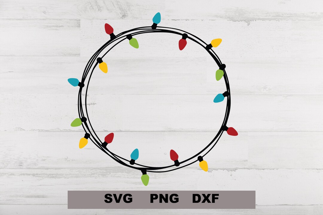 Christmas Lights SVG, Christmas String Lights Wreath Svg, Christmas ...