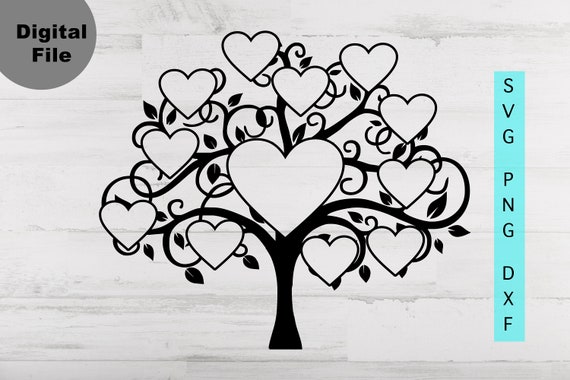 Family Tree 12 Members Svg Family Heart Tree Svg/png.dxf - Etsy Singapore