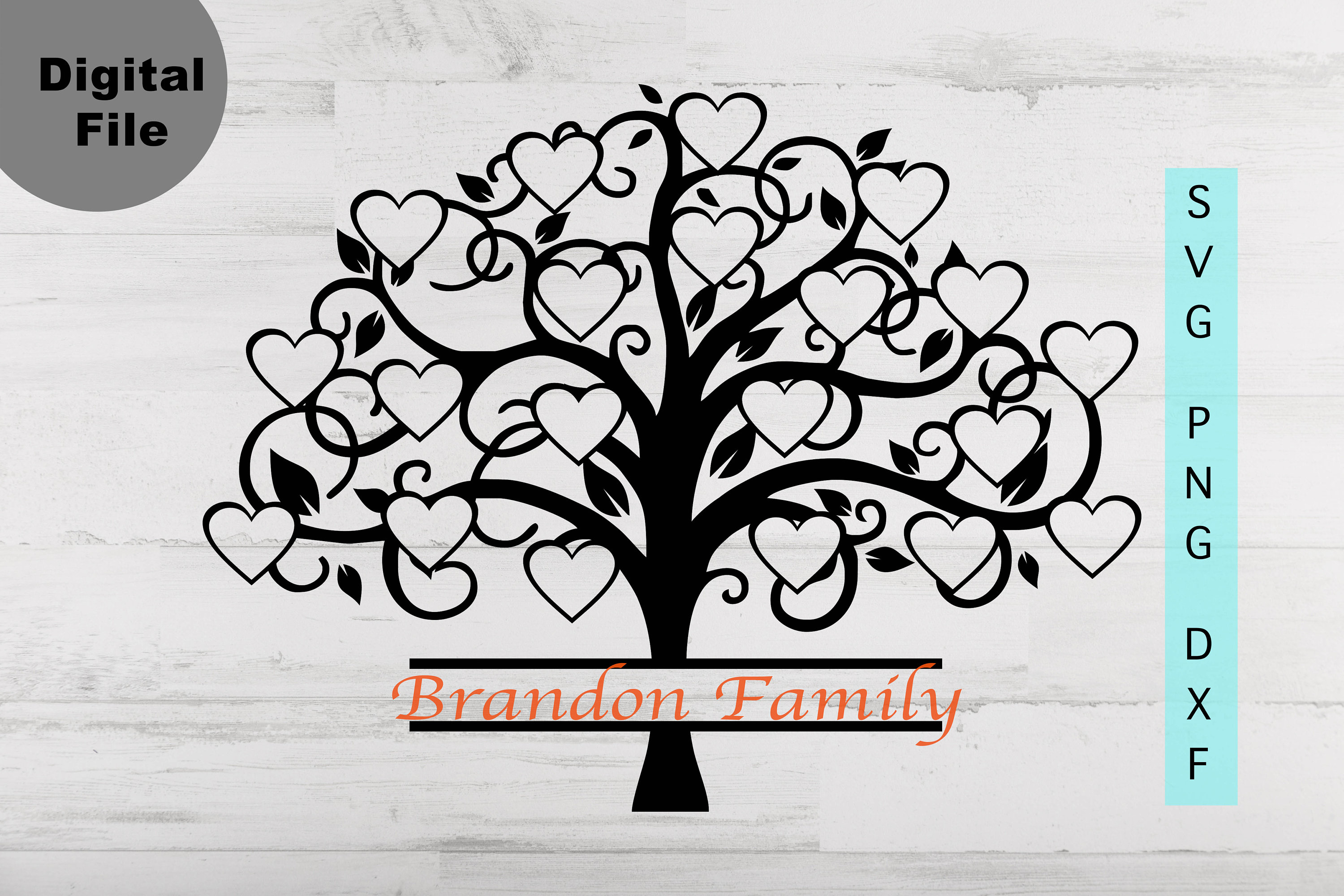 Family Tree 20 Members Svg, Family Heart Tree Svg/png.dxf File