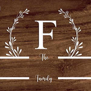 Family Name Sign Svg, Family Sign Svg/png.dxf file, Alphabet F Frame Monogram file for Circut, Farmhouse Sign SVG, Monogram wreath SVG file