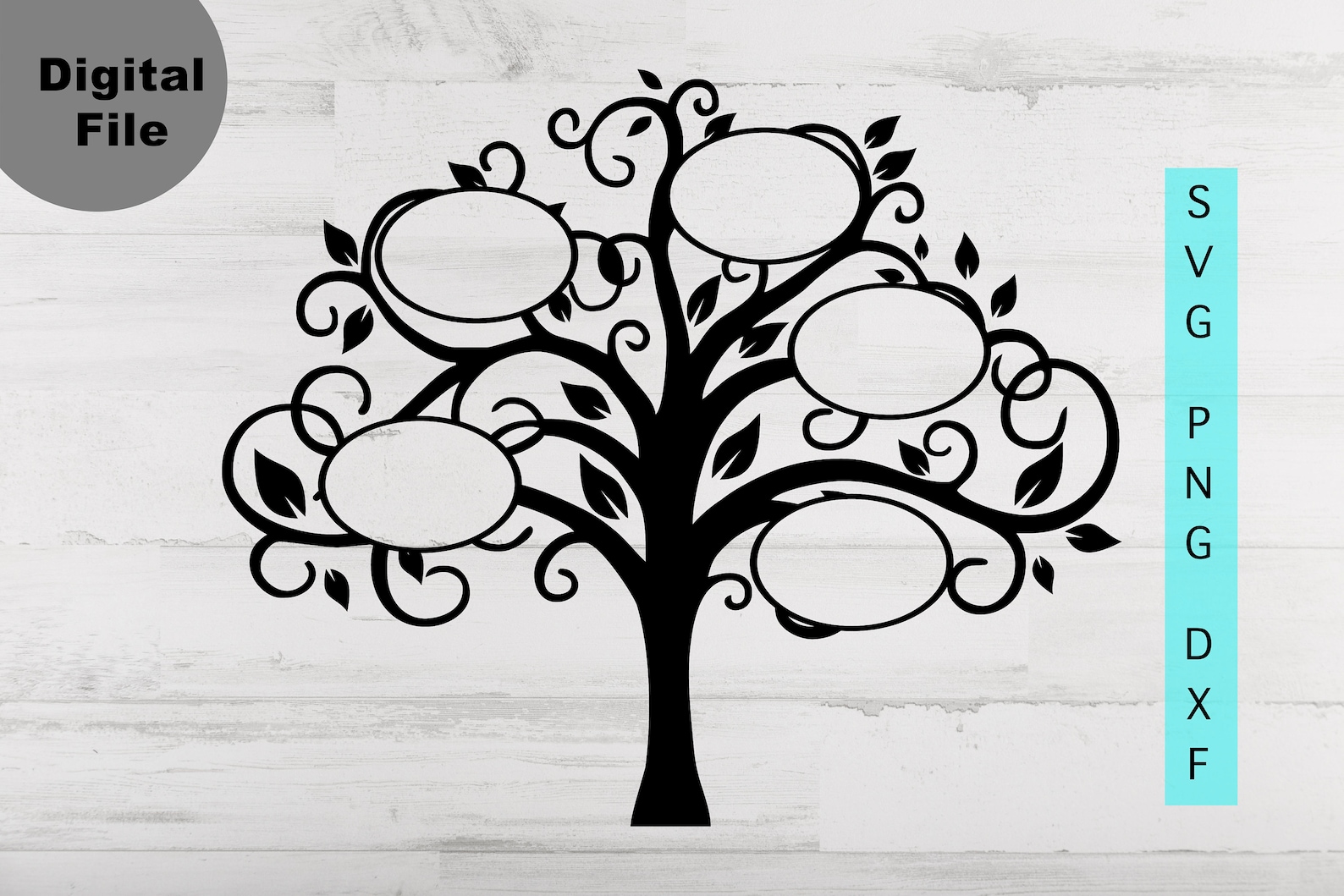 Family Tree 5 Members Svg Family Tree Oval Frame Svg/png.dxf Etsy