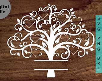 Family Tree 11 members Svg, Family Heart Tree Svg/png.dxf file, Family reunion svg file for Circut, Split Family Tree SVG File for 11 names