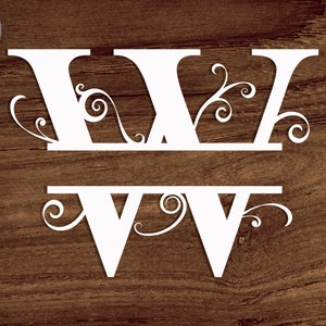 Floral Split Monogram Frame W Svg, Split Letter W Svg/png/dxf File ...