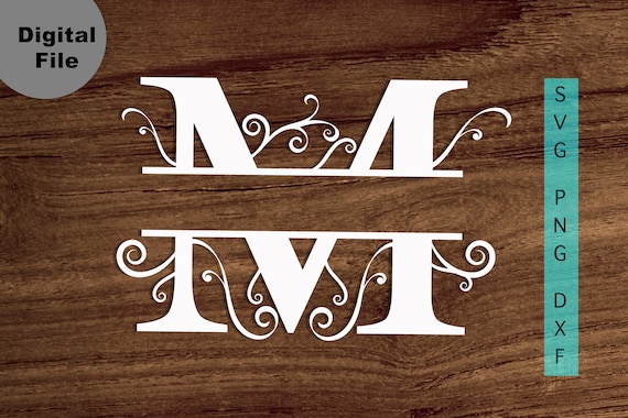 Letter M. Split monogram letter M. Floral alphabet SVG, DXF By LusiKo  Design