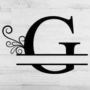 Split Monogram G SVG / PNG / DXF, Alphabet G Monogram frame, Téléchargement instantané pour Circut & Silhouette, Fancy Monogram font svg, Fichier découpé au laser