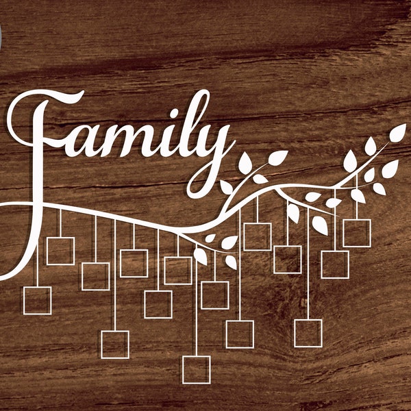 Family Tree branch Square frame Svg/png/dxf file, Family Tree 15 members svg, Family reunion Template svg, Family Tree Laser File 15 names