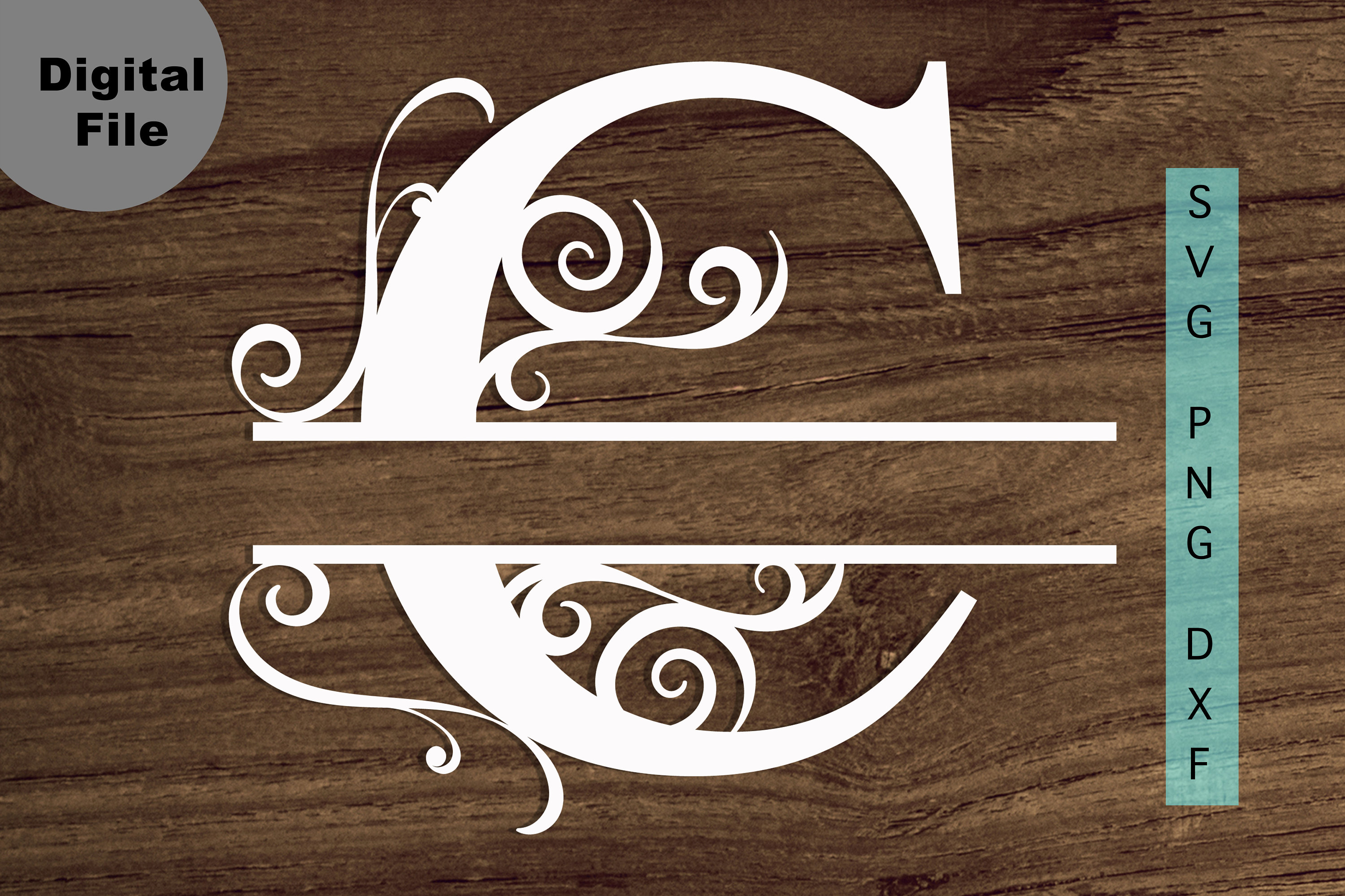 Download Split Monogram C Frame Svg Single Letter C Svg/png/dxf file | Etsy