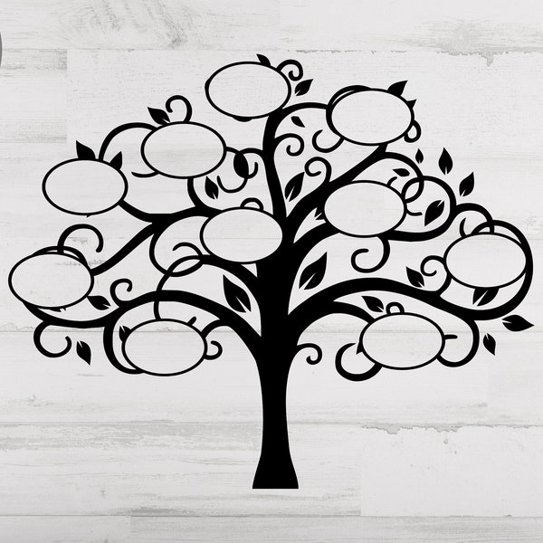 Family Tree 10 members Svg, Family Tree Oval frame Svg/png.dxf file, Family reunion svg file for Circut, Family Tree SVG File for 10 names