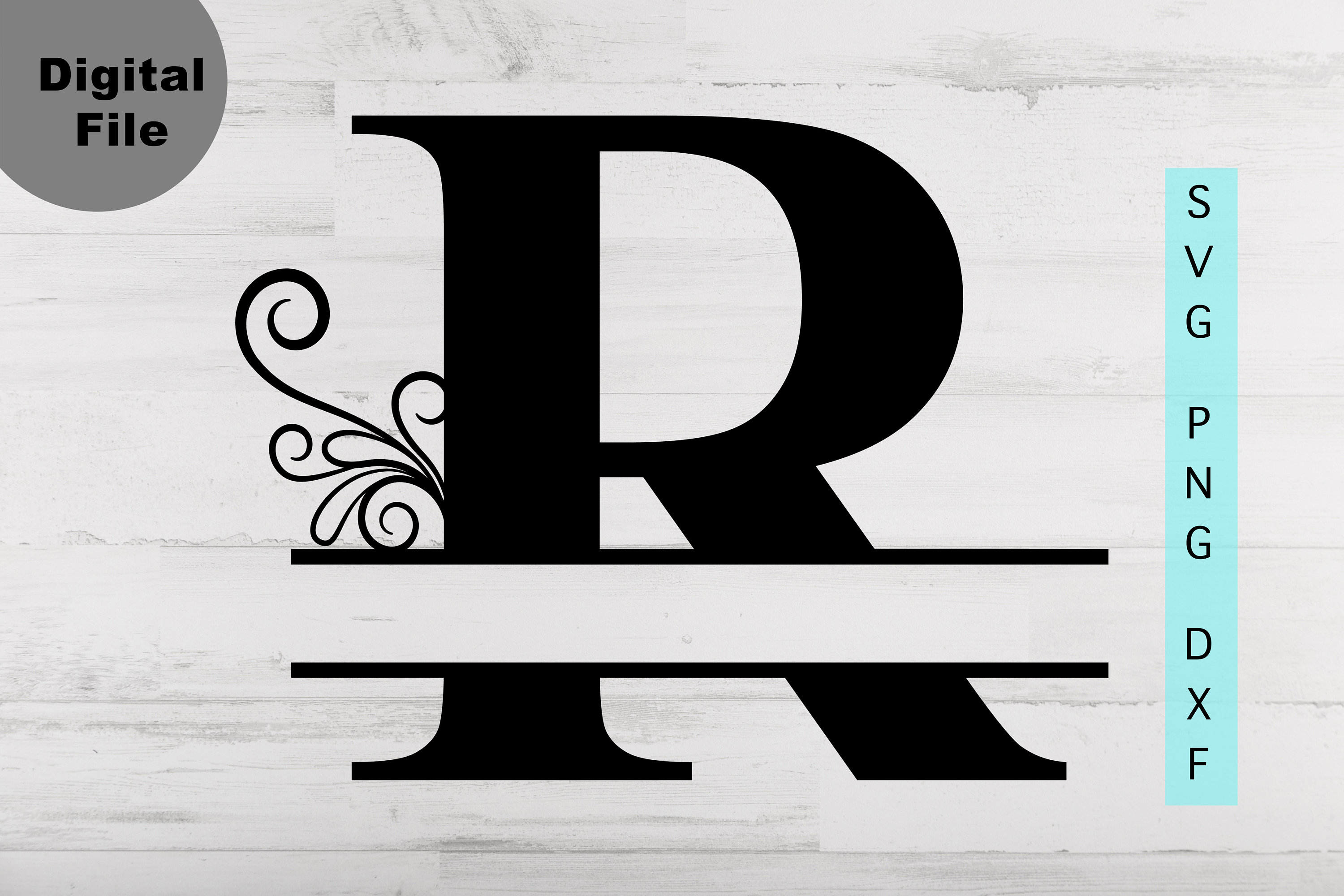 Split Monogram R SVG/PNG/DXF Alphabet R Monogram frame | Etsy