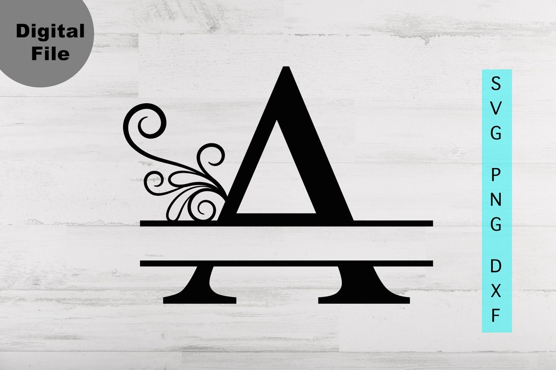 Split Monogram A SVG/PNG/DXF, Alphabet A Monogram Frame, Instant ...