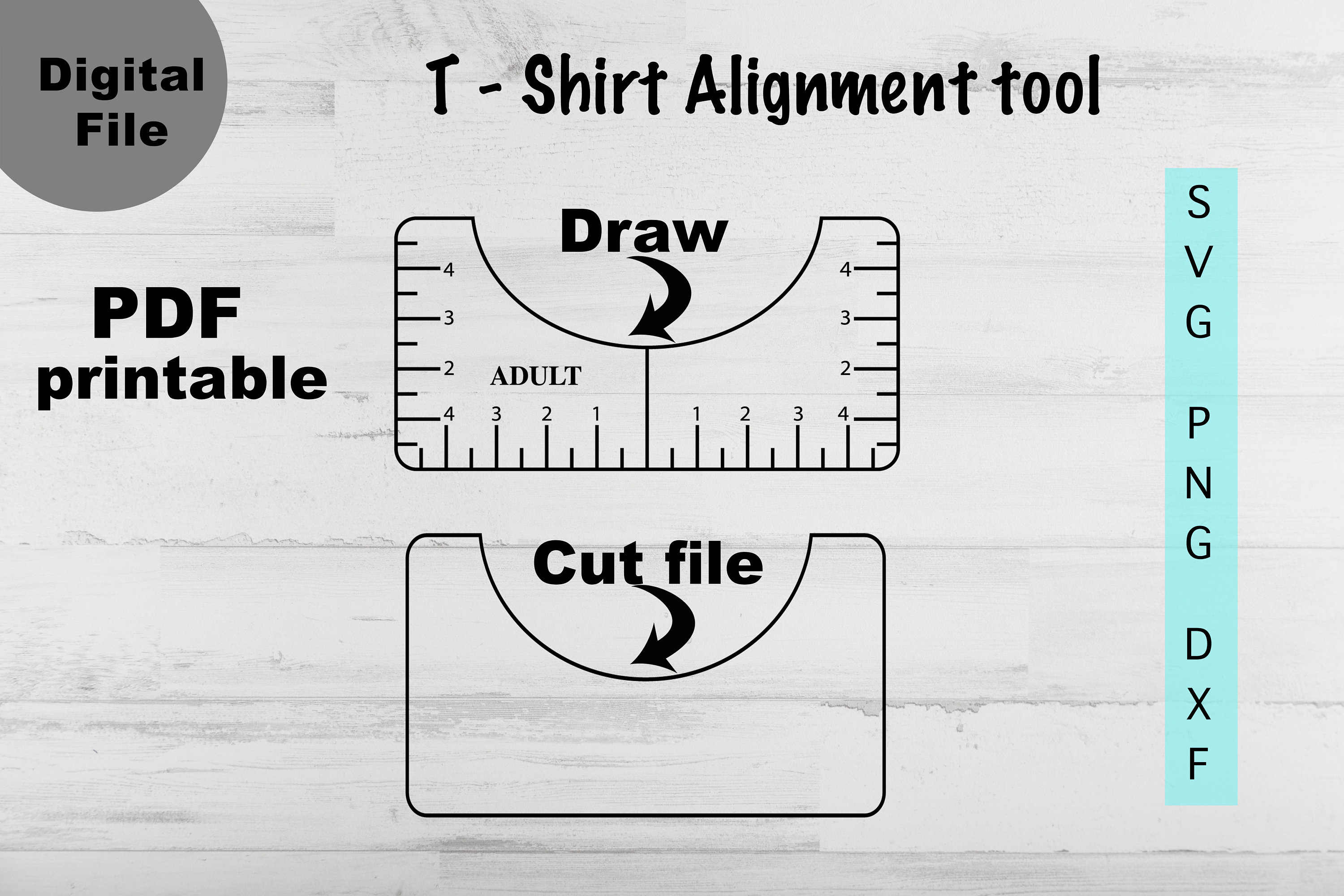 T-shirt Alignment Tool SVG, PNG, PDF, Tshirt Ruler - Crella