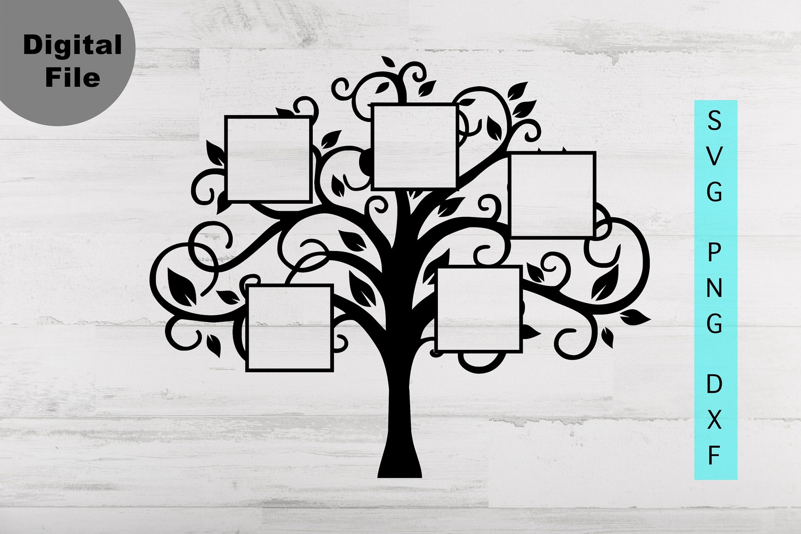 Family Tree 5 Members Svg Family Tree Square Svg/png/dxf Etsy UK