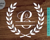 Split Letter Monogram SVG, Family Monogram Svg/png.dxf file, Monogram Alphabet C Frame file for Circuit, Monogram C wreath SVG file