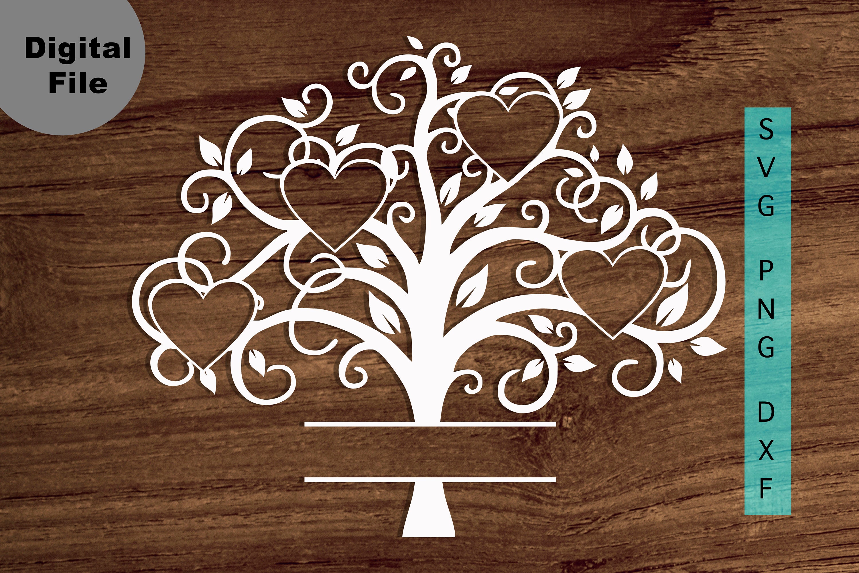 Download Family Tree 4 members Svg Family Heart Tree Svg/png.dxf file | Etsy