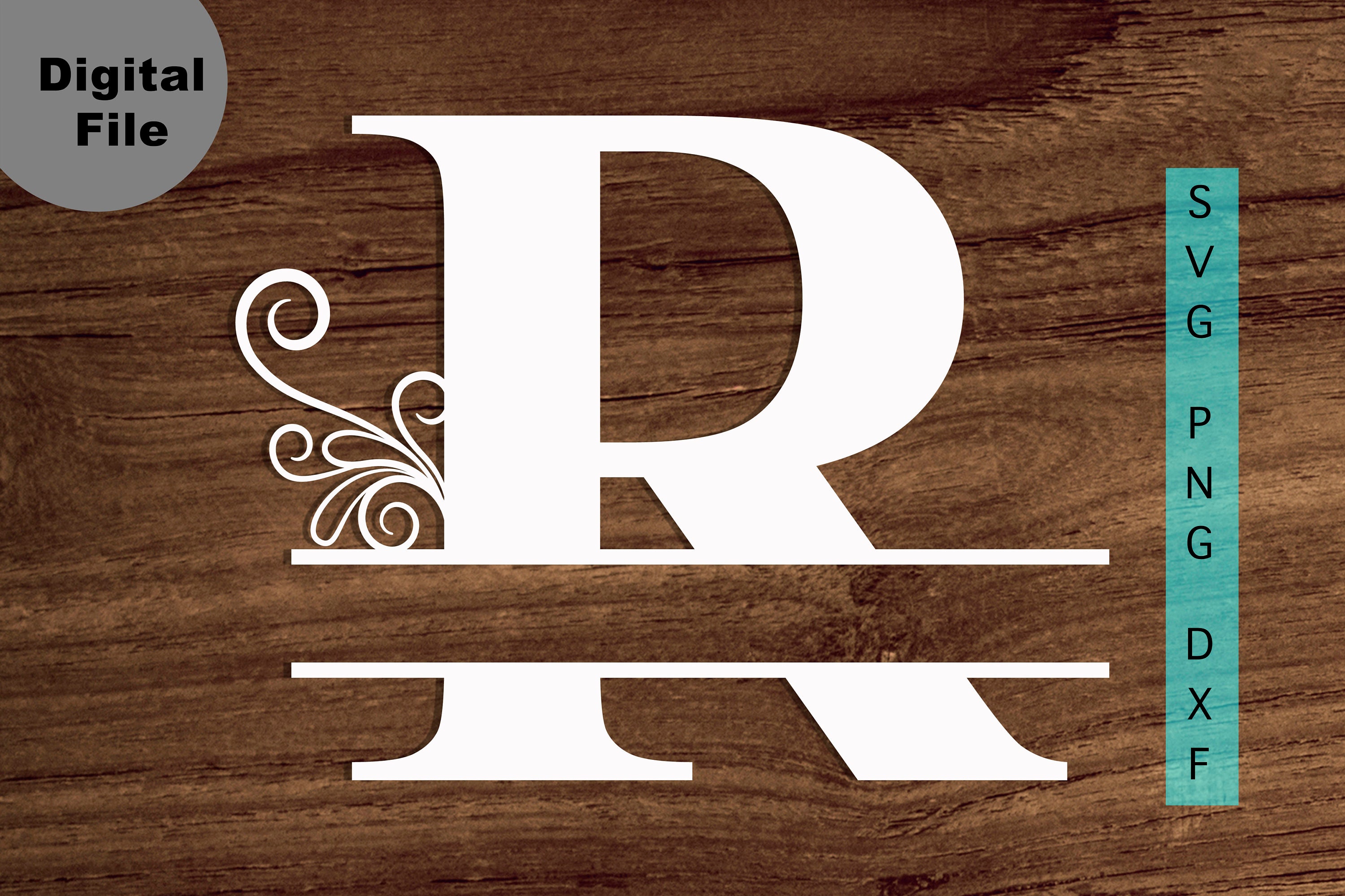 Split Monogram R SVG/PNG/DXF Alphabet R Monogram frame | Etsy