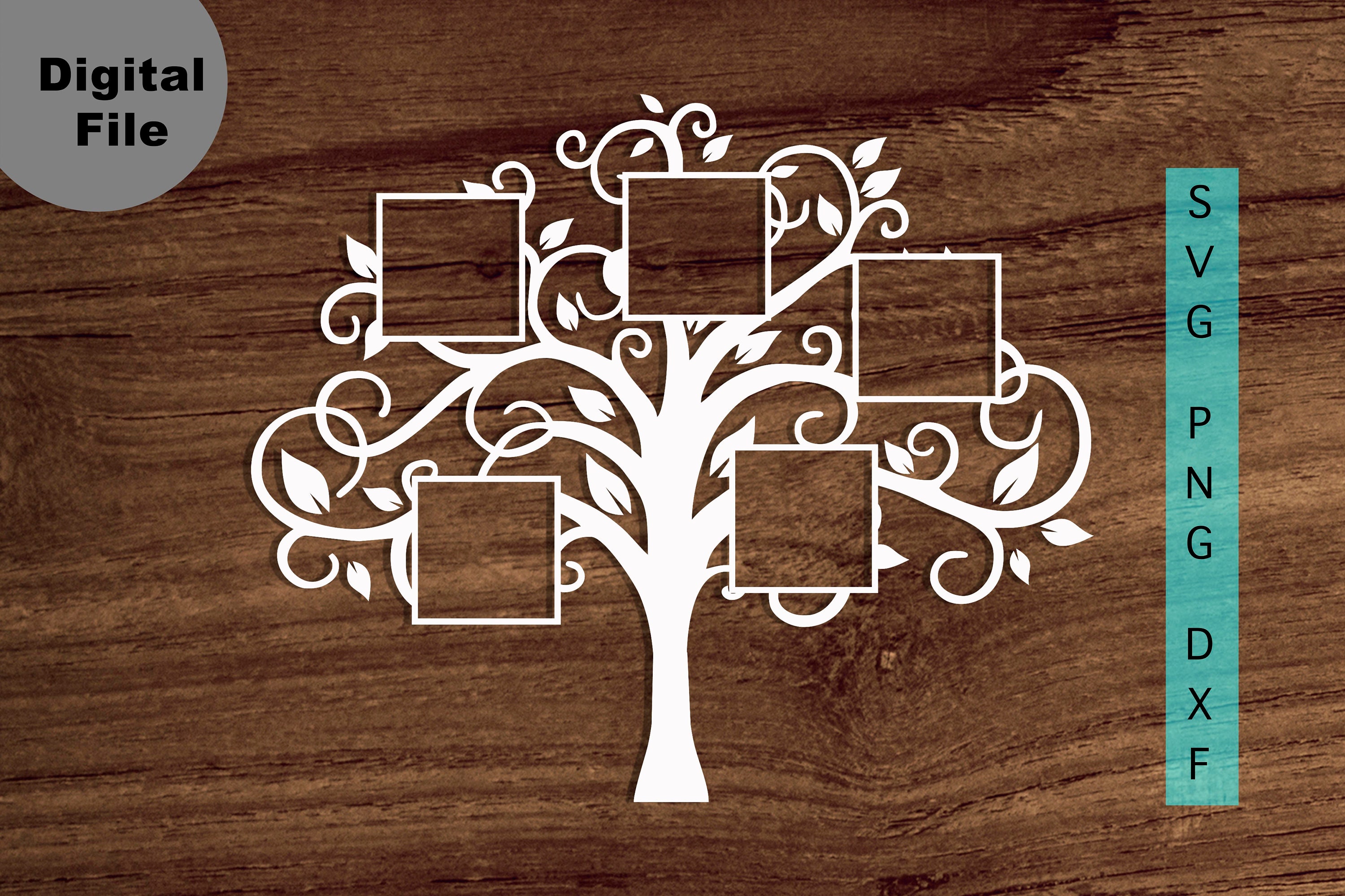 Árbol genealógico 5 miembros Svg Árbol genealógico cuadrado - Etsy España
