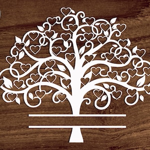 Family Tree 40 members Svg, Family Heart Tree Svg/png/dxf file, Family reunion svg file for Circut, Split Family Tree SVG File for 40 names