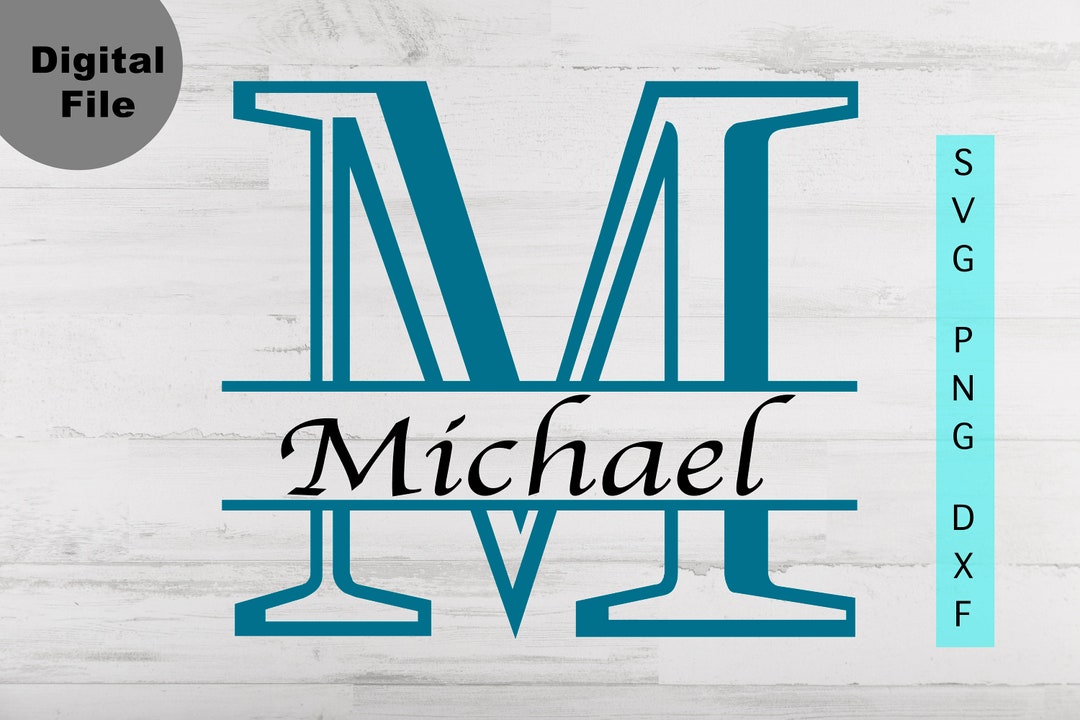 Split Monogram M Svg Frame, Split Letter M Svg/png.dxf File, Block Font ...