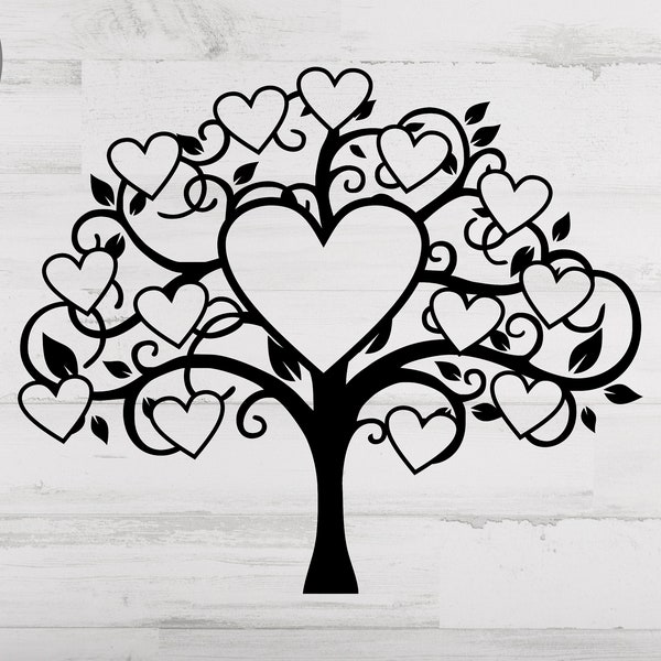 Family Tree 14 members Svg, Family Heart Tree Svg/png.dxf file, Family reunion svg file for Circut, Family Tree SVG File for 14 names