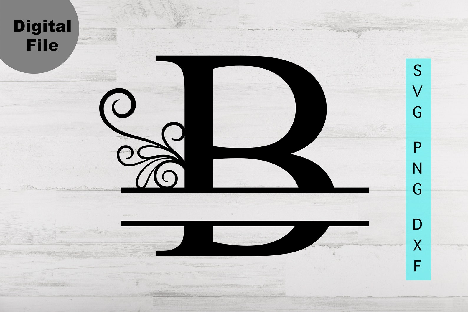 Split Monogram B SVG PNG DXF Alphabet B Monogram Frame Instant 