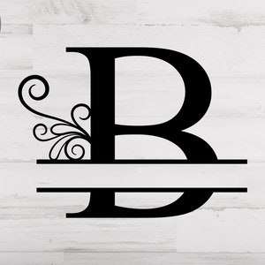 Split Monogram B SVG/PNG/DXF, Alphabet B Monogram frame, Instant Download voor Circut & Silhouette, Fancy Monogram lettertype svg, Laser cut bestand
