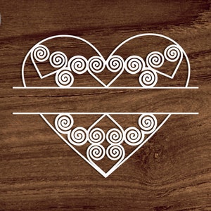 Bordure Hmong SVG coupe fichier, fichier monogramme Hmong Svg/png/dxf, nom signe svg Split Hmong, fichier coupe coeur Hmong Circut, motif Hmong