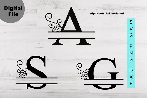 Floral Split Monogram Frame Svg Split Alphabet Letters | Etsy