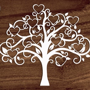 Family Tree 10 members Svg, Family Heart Tree Svg/png/dxf file, Family reunion svg file for Circut, Family Tree SVG File for 10 names