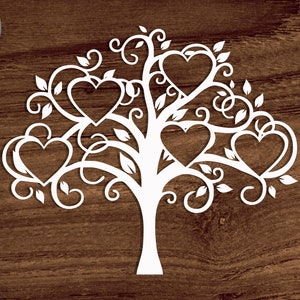 Family Tree 5 members Svg, Family Heart Tree Svg/png/dxf file, Family reunion svg file for Circut, Split Family Tree SVG File for 5 names