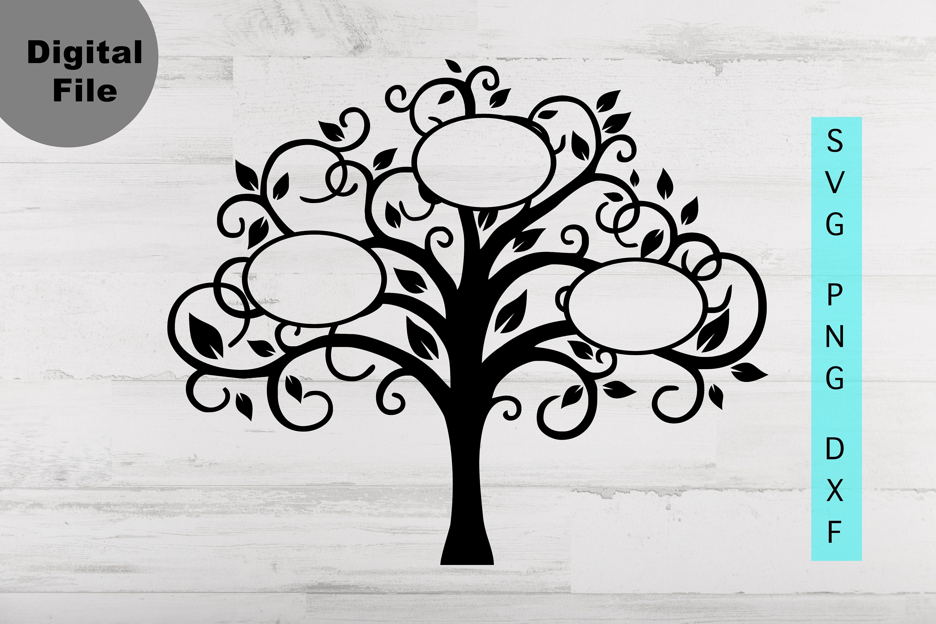 Family Tree 3 members Svg Family Tree Oval frame Svg/png.dxf  Etsy
