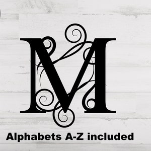 Flourish Monogram Frame Svg, Fancy Alphabet Letters Svg/png/dxf file, Alphabets with Swirls Monogram file for Cricut, Instant download