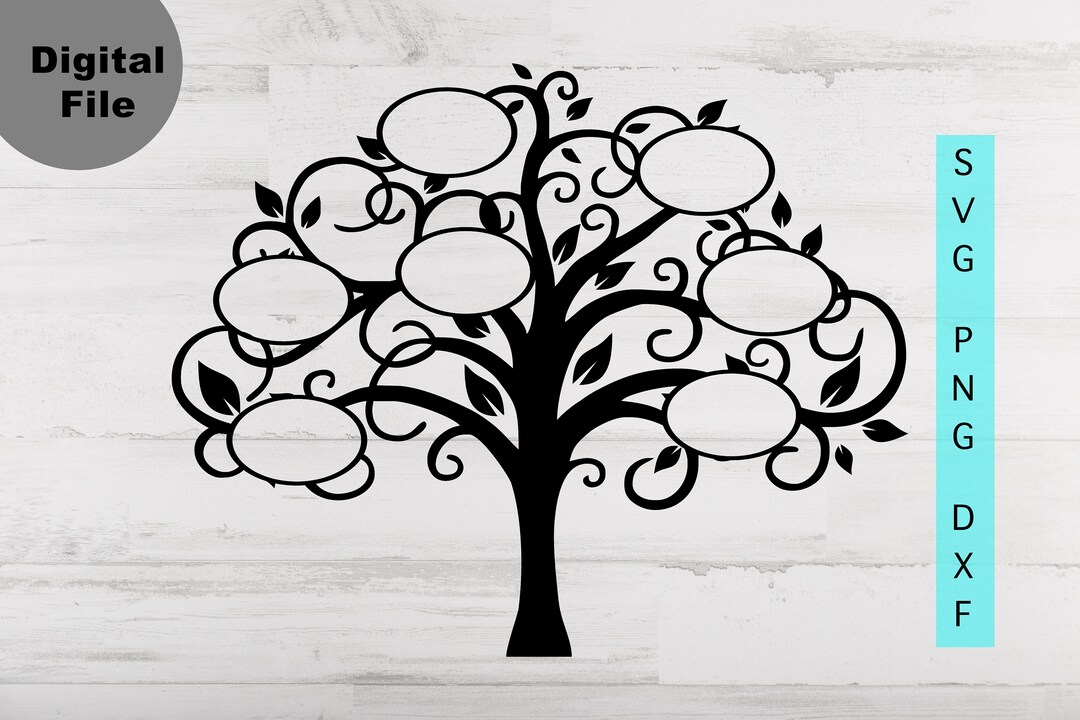 Family Tree 7 Members Svg Family Tree Oval Frame Svg/png.dxf Etsy
