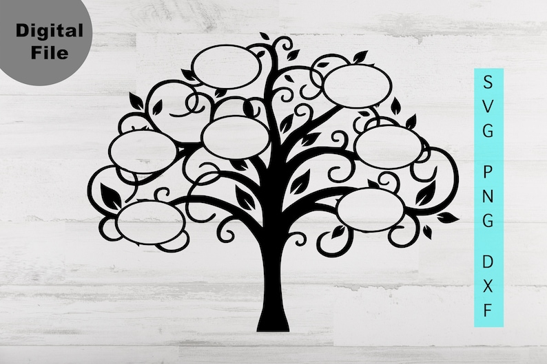 Family Tree 7 Members Svg Family Tree Oval Frame Svg/png.dxf - Etsy Norway