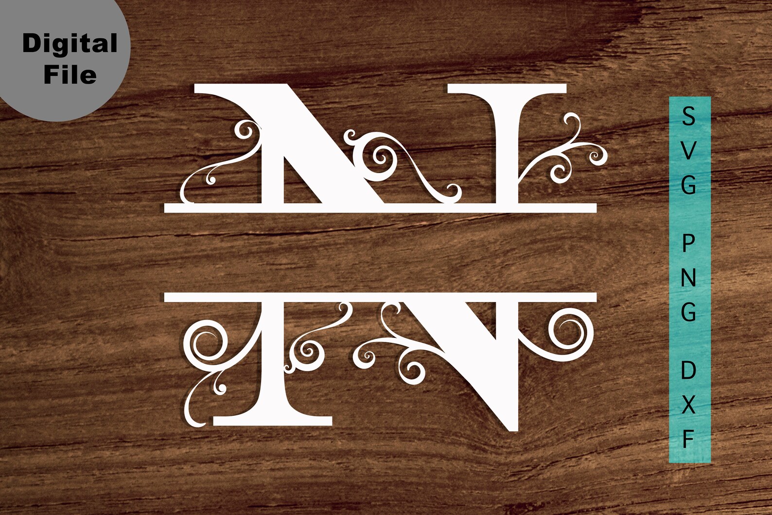 Download Floral Split Monogram Frame N Svg Split Letter N Svg/png/dxf | Etsy