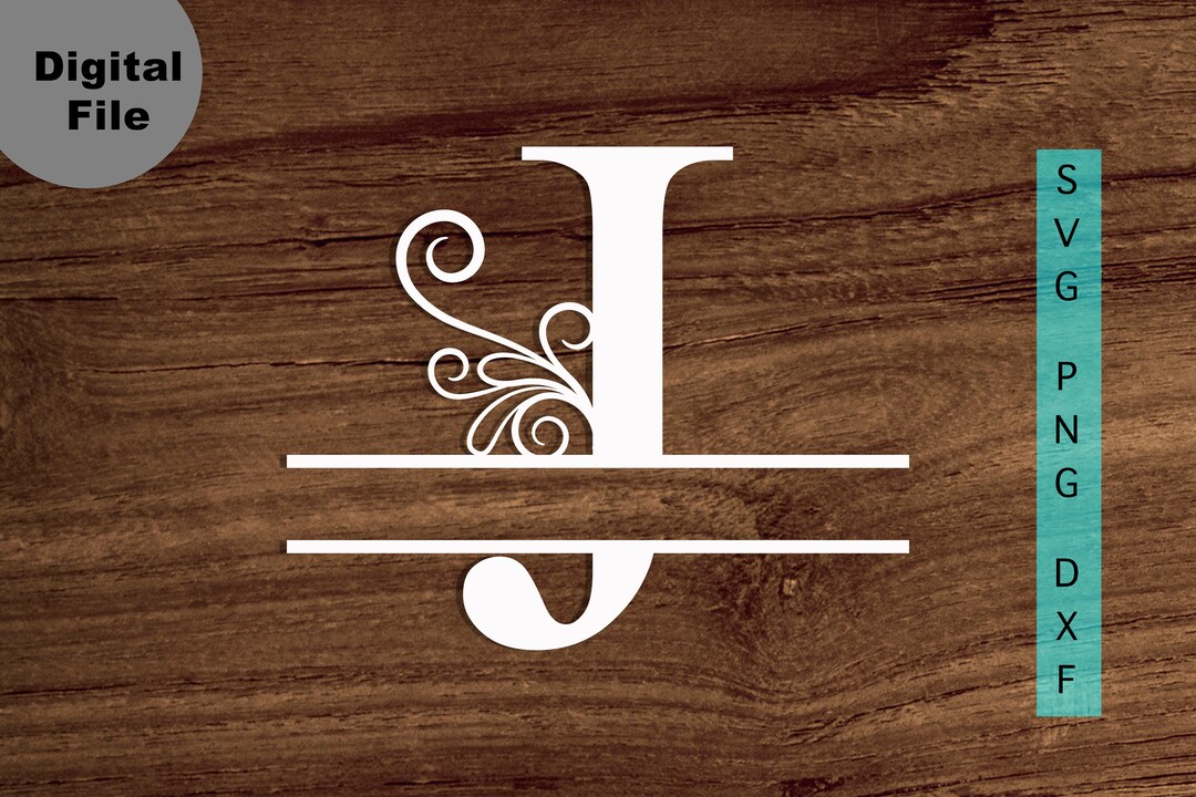 Split Monogram J SVG/PNG/DXF, Alphabet J Monogram Frame, Instant