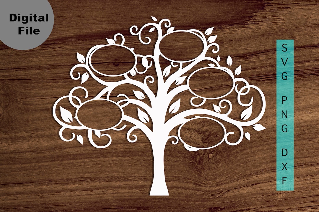 Family Tree 5 Members Svg, Family Tree Oval Frame Svg/png.dxf File ...
