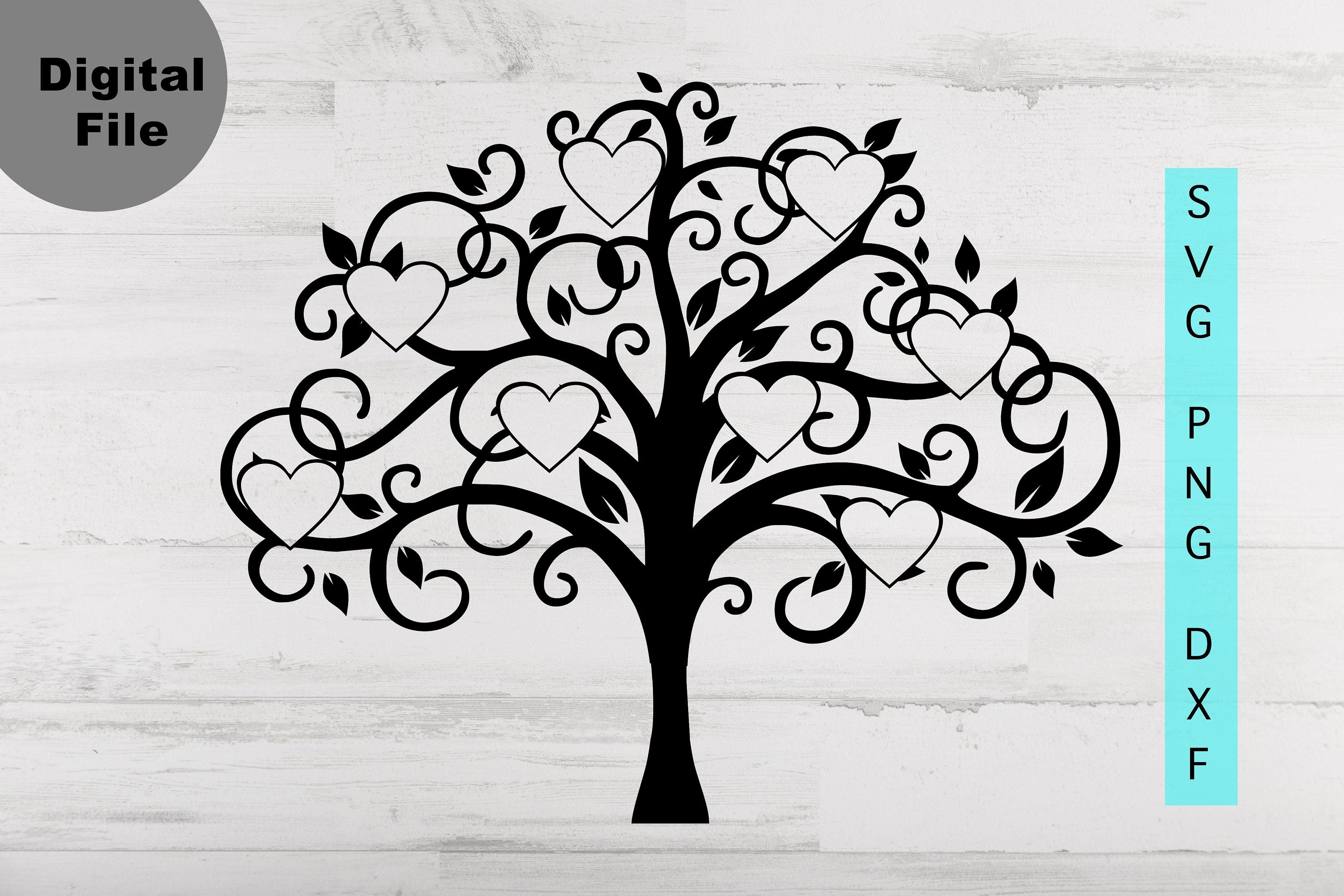 Family Tree 8 members Svg Family Heart Tree Svg/png.dxf file  Etsy